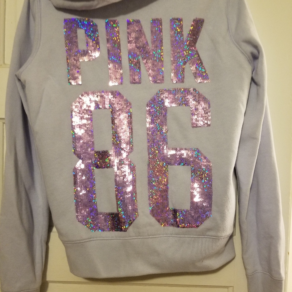 Pink Victoria's secret bling lined hoodie sz S
